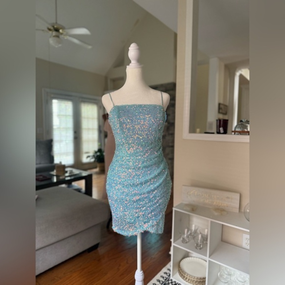 Sparkle Blue Sequin Mini Dress